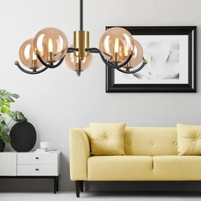 Luster na tyči GEORGIA 5xG9/5W/230V zlatá/dymová béžová