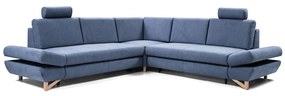 Rozkladacia rohová čalúnená sedacia súprava AVESTA do tvaru L s úložným priestorom, modrá