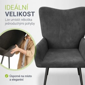 Pohodlné manžetové kreslo z manšestru, sivé