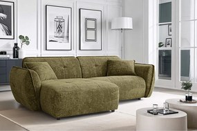 Zelená ženilková rohová pohovka (ľavý roh/s leňoškou) Nelia – Ropez