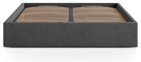 Antracitová čalúnená dvojlôžková posteľ s úložným priestorom/bez čela s roštom 200x200 cm Susan – Micadoni
