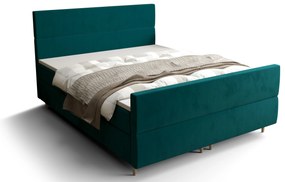 Manželská posteľ Boxspring 140 cm Flu plus (tmavozelená) (s matracom a úložným priestorom). Akcia -20%. Vlastná spoľahlivá doprava až k Vám domov. 1046573