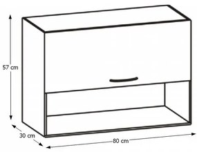Horná kuchynská skrinka Cyra New G-80 O - dub sonoma / biela
