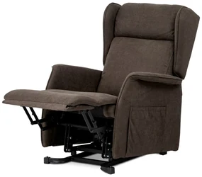 Autronic - TV a relaxačné kreslo "ušiak", elektrické polohovanie, 1 motor 230V/29V, poťah hnedá látka - TV-1190 BR2
