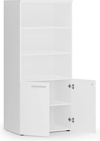 Kombinovaná kancelárska skriňa PRIMO WHITE, nízke dvere, 800 x 500 x 1781 mm, biela