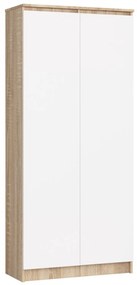 Regál R 80 cm CLP 2 dvierka 8 poličiek dub sonoma/biela