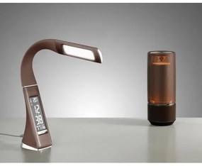 Brilagi - LED Stmievateľná stolná lampa s displejom PELLE LED/7W/230V hnedá