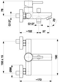 KFA Armatura 5824-010-00 - Vaňová batéria NEDA lesklý chróm