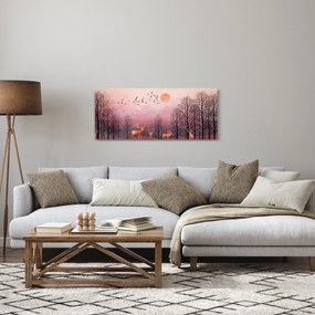 Obraz - Jelene v žiare zapadajúceho slnka (120x50 cm)