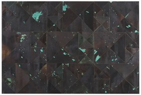 Kožený koberec 160 x 230 cm hnedá/tyrkysová ATALAN Beliani