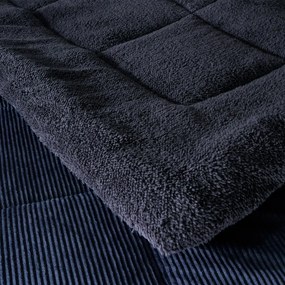 Tmavomodrý prešívaný prehoz z mikroplyšu na dvojlôžko 200x220 cm Cosy Cord - Catherine Lansfield