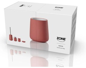 Svetločervený kameninový téglik na zubné kefky Nova – Zone