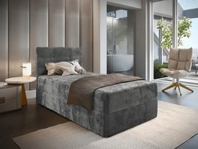Čalúnená posteľ boxspring GLORIEN VELVET 90x200 cm sivá Matrac: Bonell pružinová matrac