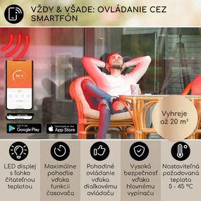 Blumfeldt Smartwave, infračervený ohrievač, 2400 W, WiFi, ovládanie cez aplikáciu, čierny