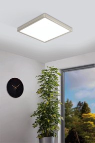 EGLO LED stropné chytré svietidlo FUEVA-Z, 19,5 W, teplá biela-studená biela, 28x28cm, hranaté, strieborn