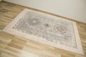 Koberec Dywilan Moon Torino Silver kosoštvorce / ornamenty, sivý / modrý