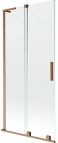 Mexen Velar L, 2-krídlová posuvná vaňová zástena 90 x 150 cm, 8mm číre sklo, medená matná, 896-090-003-01-65