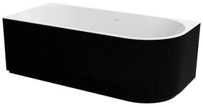 Voľne stojaca rohová vaňa Denaya bielo-čierna 150/75 Ľ + sifón zlatý