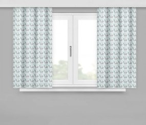 Krásny dekoračný záves v modro-sivej farbe so vzorom, krátky 160x170