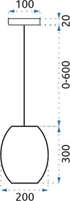 Toolight - Chrómovaná sklenená závesná lampa 1xE27 60W APP564-1CP, chrómová, OSW-09670
