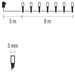 LED vánoční řetěz Steny s časovačem 8 m teplá/studená bílá