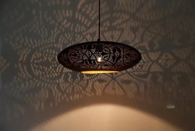 Orientálny kovový filigránový luster Black & Gold UFO Ø45*125