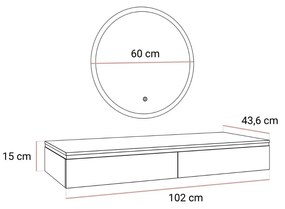 TOALETNÝ STOLÍK NESSIE BIELY LESK + STRIEBORNÝ + ZRKADLO