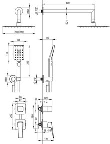 Deante Blur, podomietkový sprchový set s hlavovou a ručnou sprchou, chróm, DEA-NQL_09YK