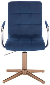 LuxuryForm DESIGN Stolička VERONA VELUR na zlatom kríži - modrá