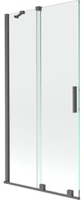 Mexen Velar, 2-krídlová posuvná vaňová zástena 95 x 150 cm, 8mm číre sklo, grafitový matný profil, 896-095-000-01-66