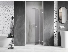 Mexen, Mexen Lunar-F pravé sklápacie sprchové dvere 70 cm, transparentné, biele - 836-070-000-20-00-P