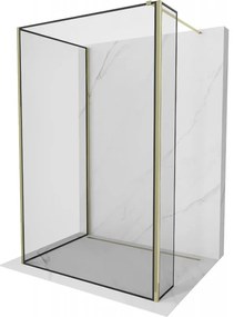 Mexen Kioto sprchová stěna Walk-in 130 x 100 x 40 cm, černý vzor, zlatá -