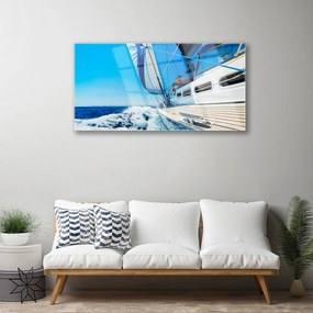 Skleneny obraz Loďka more príroda 125x50 cm