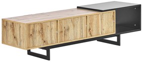 Čierny televízny stolík so svetlým drevom FIORA Beliani