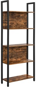 Knižnica, industriálna, 5 políc, 165x62x24cm