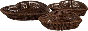 Set 3ks hnedý prútený košík v tvare srdca - 28*25*5 / 25*23*5 / 22*21*5 cm