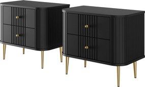 Nočné stolíky Vespera 56 cm - 2 ks - čierna / zlatá