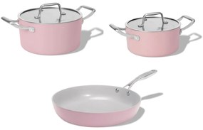 Elmich Základná sada keramického riadu Vital 3 ks, 2 hrnce a 1 panvica - ružová