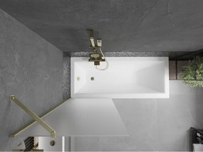 Mexen Next, 1-krídlová vaňová zástena 70 x 150 cm, 6mm sklo námraza, zlatá matná, 895-070-000-00-30-55