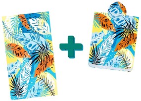 Plážový set SUMMER FRESH – osuška 100×180 cm a pončo 80×145 cm, farebný