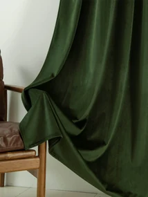 Zamatové zatemňovacie závesy Cesar tmavo zelené - 140 x 280 cm (2ks) - krúžky