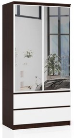 Skriňa S 90 cm 2D 2SZ 2 zrkadlá CLP wenge / biela