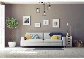 Závesné svietidlo Hella Cage Spider, 3x medové sklenené tienidlo v kovovom ráme