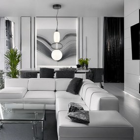 Závesné svietidlo Arame, 2x biele sklenené/1x čierne drôtené tienidlo, b