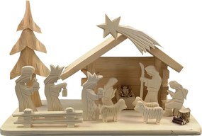 AMADEA Betlehem z masívneho dreva, ručne vyrezávaný, 40 cm, český výrobok