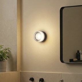 Dizajnové nástenné svietidlo čierne s opálovým sklom IP44 - Michele