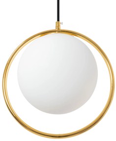 Toolight Toolight, Stropná lampa visiaca sklenená guľa 1xE27 APP430-1CP, zlatá-biela, OSW-01560