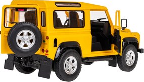 Land Rover Defender žltý RASTAR 1:14 model Auto na diaľkové ovládanie + 2,4 GHz diaľkové ovládanie + Manuálne otváranie dverí