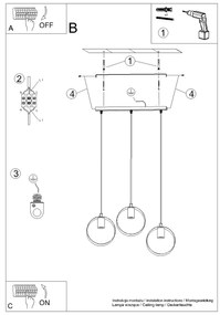 Závesné svietidlo Titran 3, 3x biele kovové tienidlo