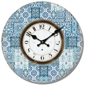 Drevené nástenné hodiny Mosaic tiles, pr. 34 cm